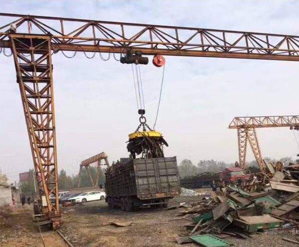 二手双梁电磁盘龙门吊不易退磁怎么办?